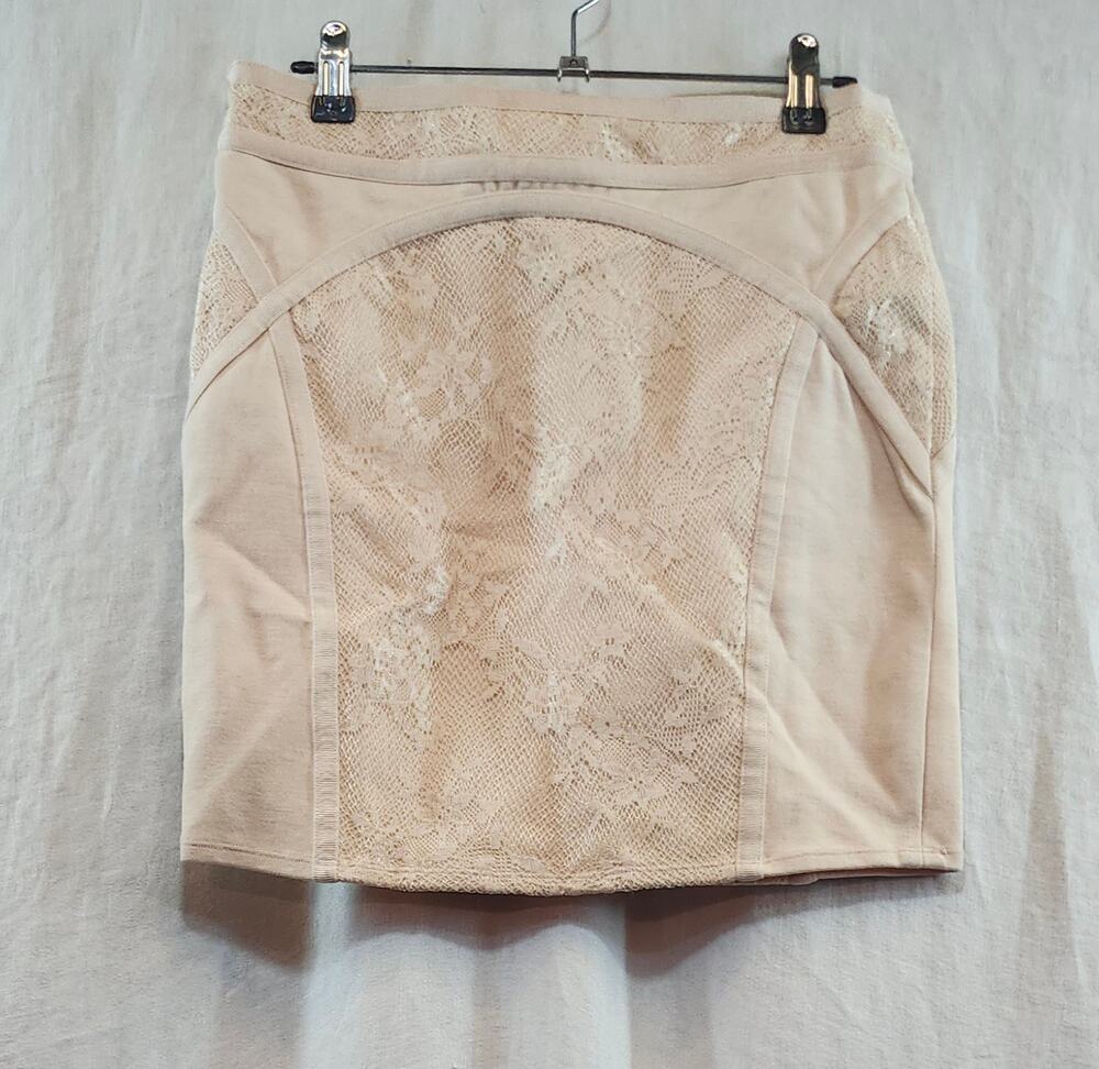 Free People Sz Small Mini Skirt Bustier Style Stitching Lace Panels Coquette
